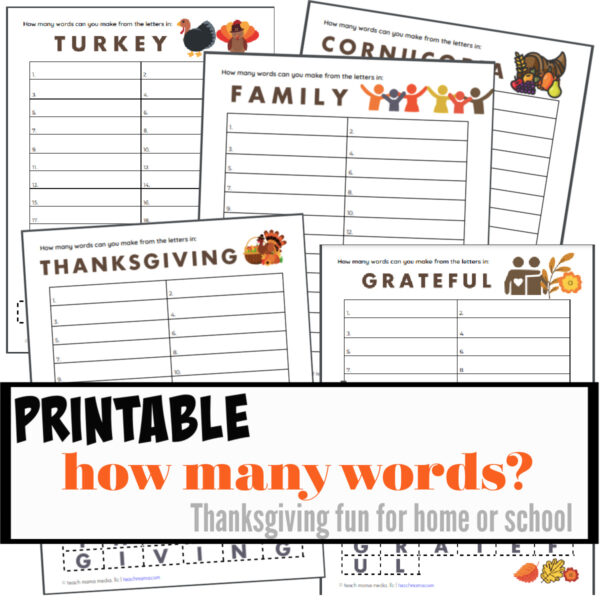 thanksgiving day 'how many words'