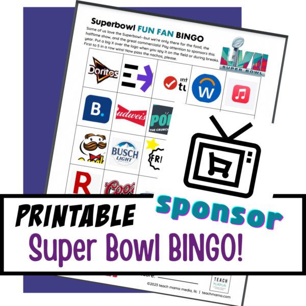 super bowl SPONSOR bingo