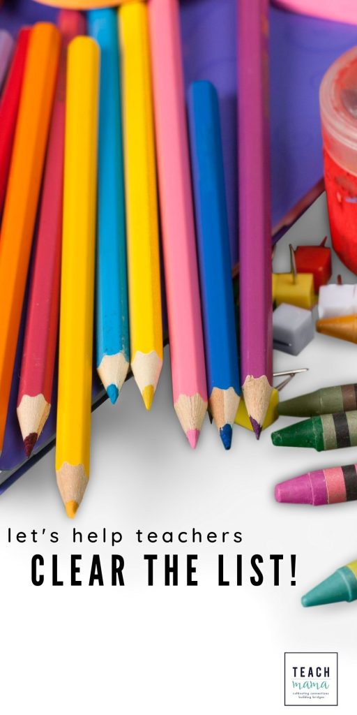many colored pencils with the text: let's help teachers 'clear the list'.