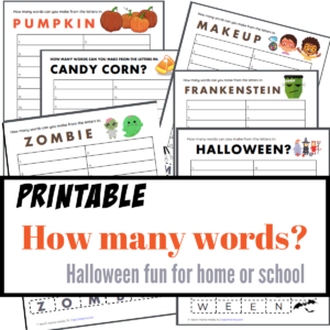 six sheets of how many words halloween
