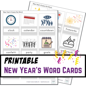 new years word cards