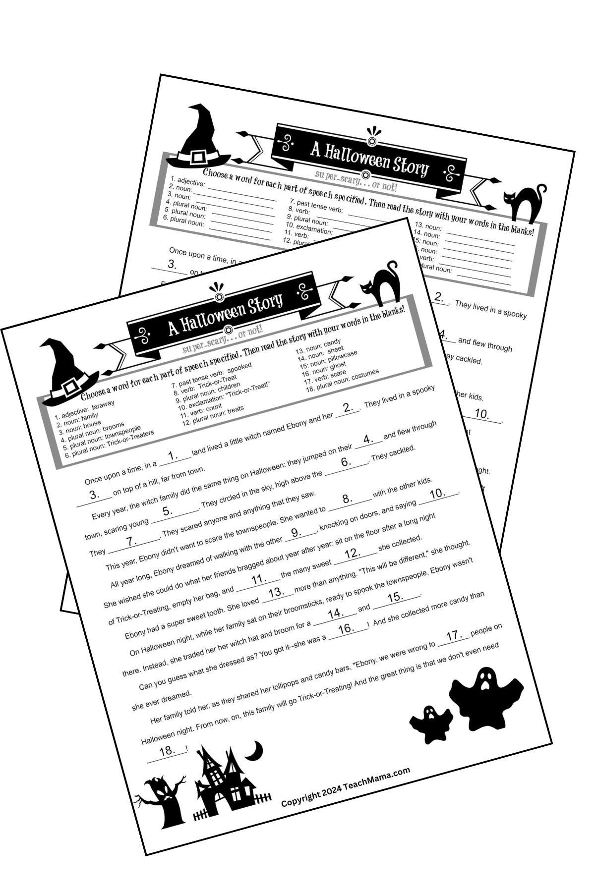 Halloween mad-lib fill in the blank printable
