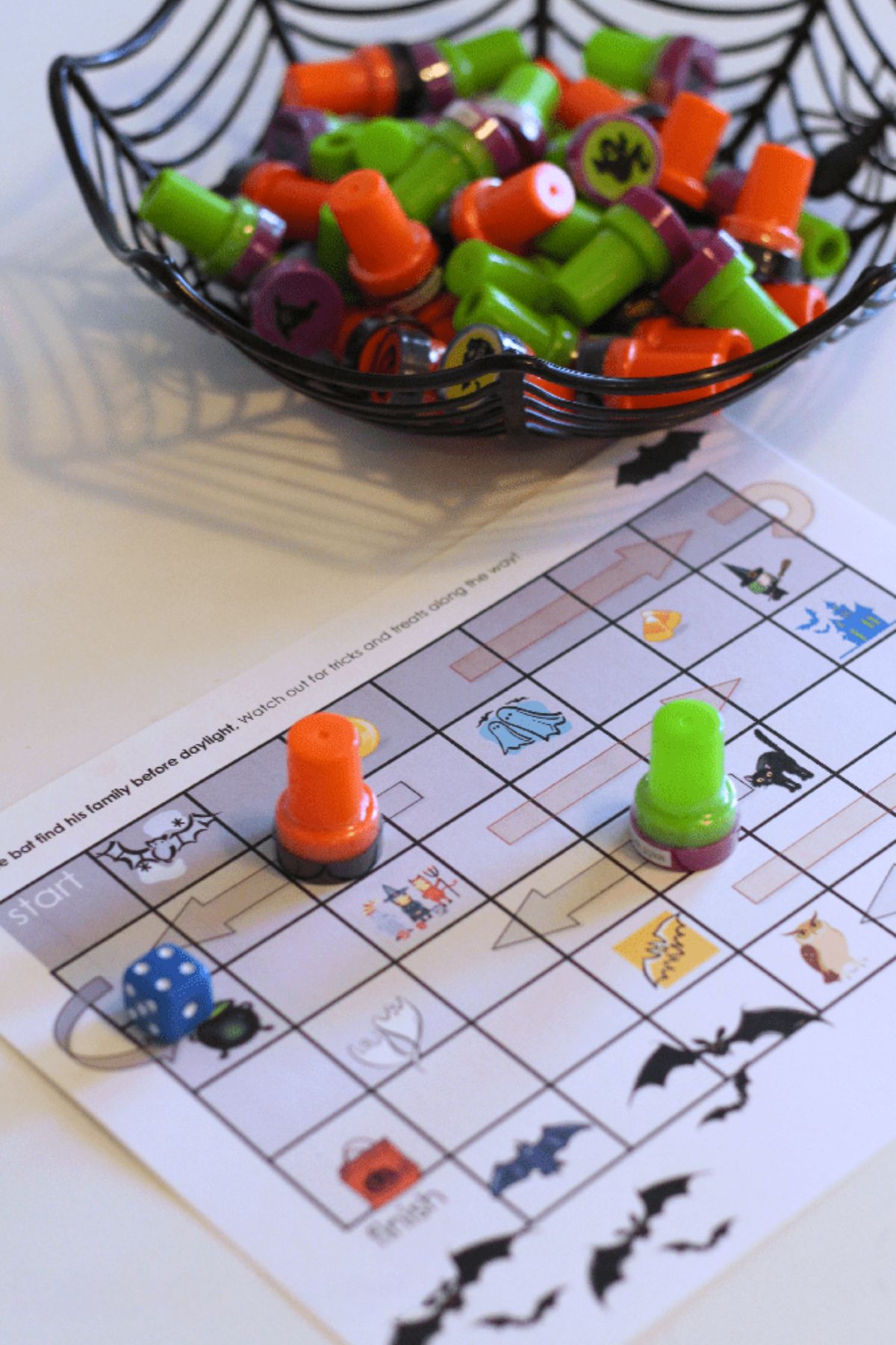 Halloween Path Game Board with Playing Pieces
