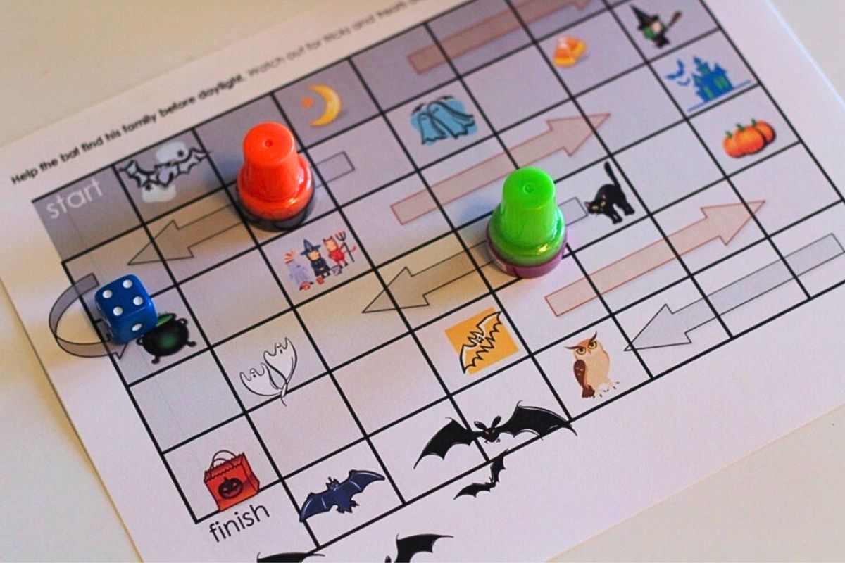 Follow-the-Path Board game with playing pieces