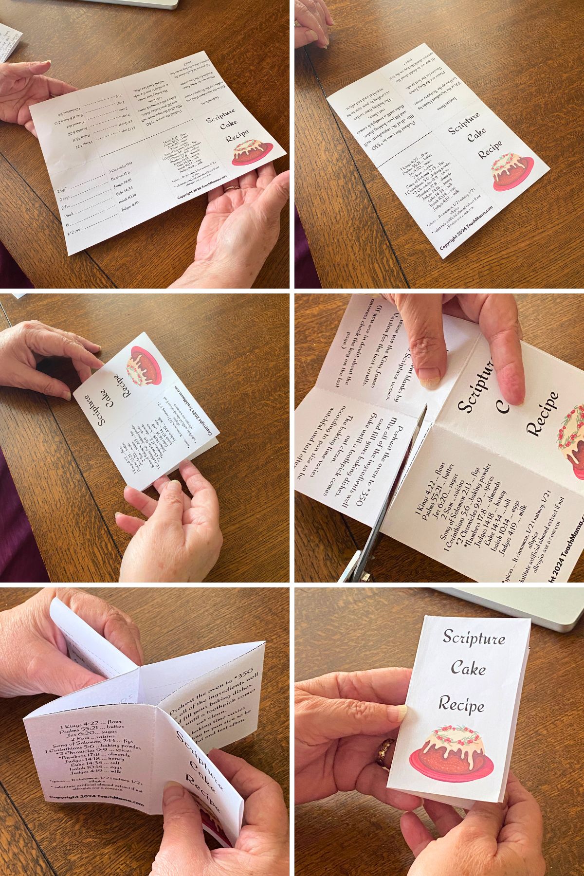 Steps for folding and assembling the recipe booklet