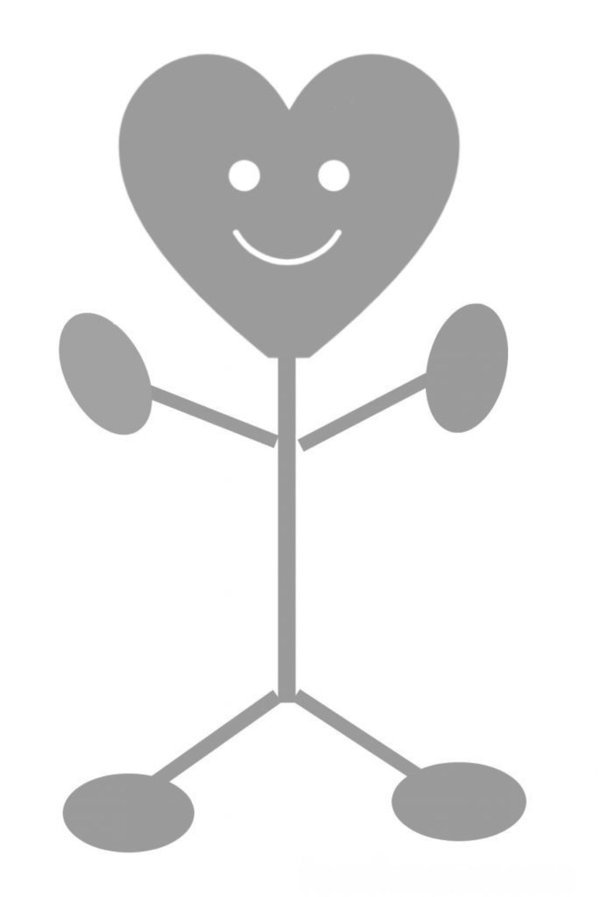 A stick figure with a heart-shaped head