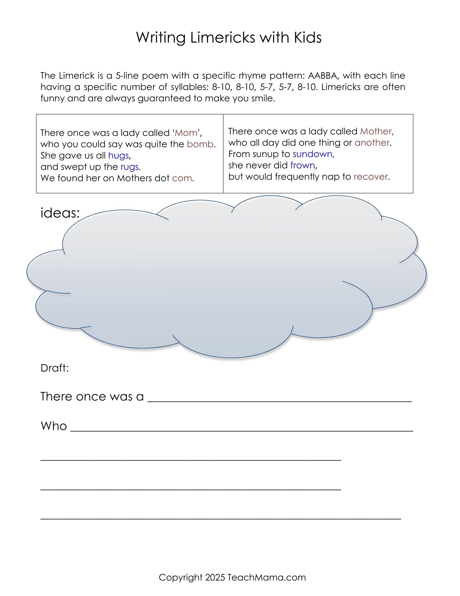 Image of the free How to Write Limericks printable