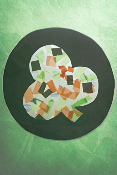 Shamrock craft against a green clover background