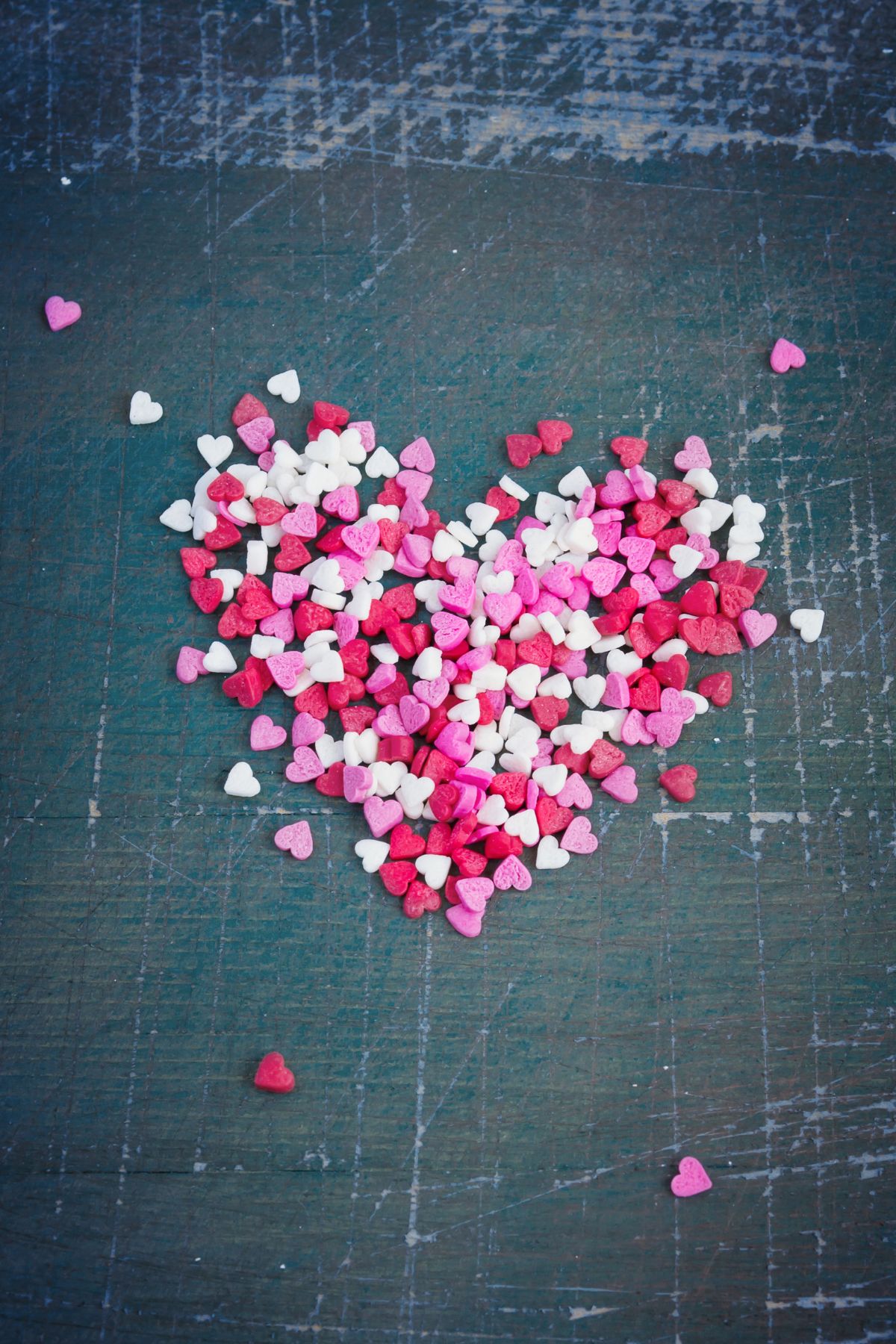 Candy hearts formed into the shape of a large heart