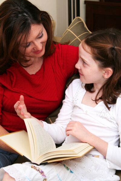 Mother and child reading