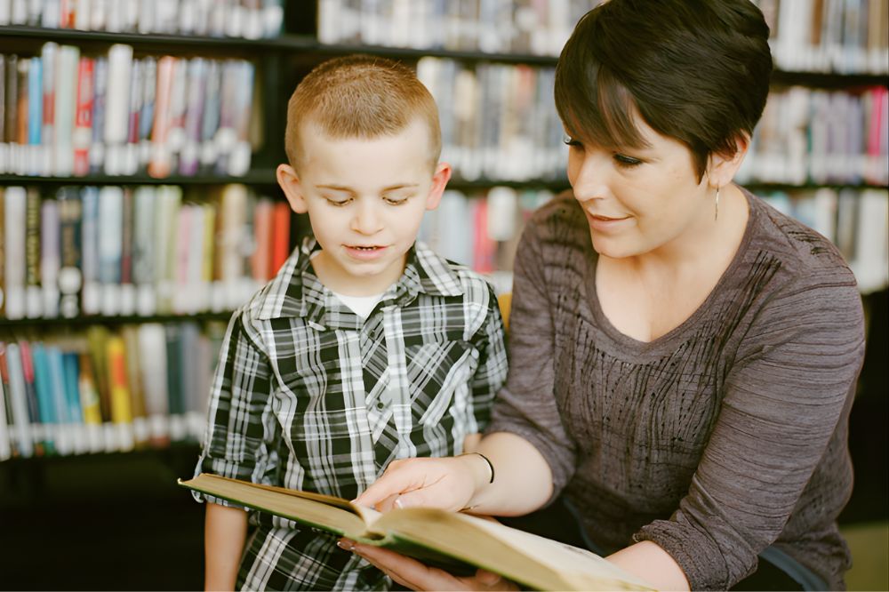 Teacher teaching a kid