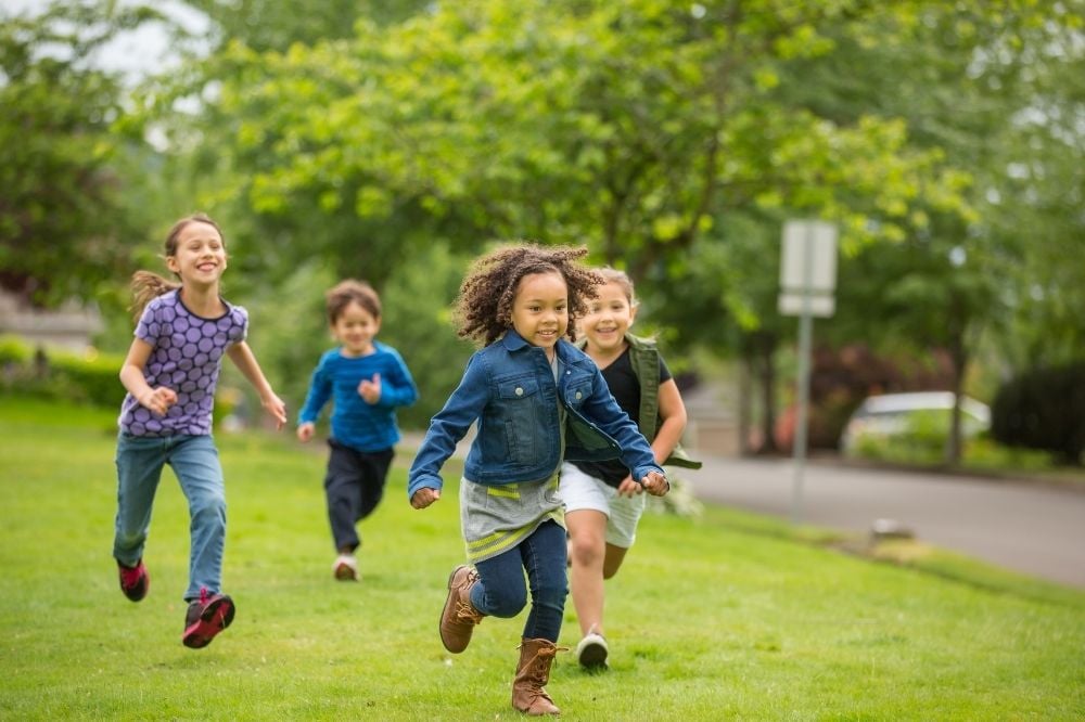 Kids playing in the neighborhood